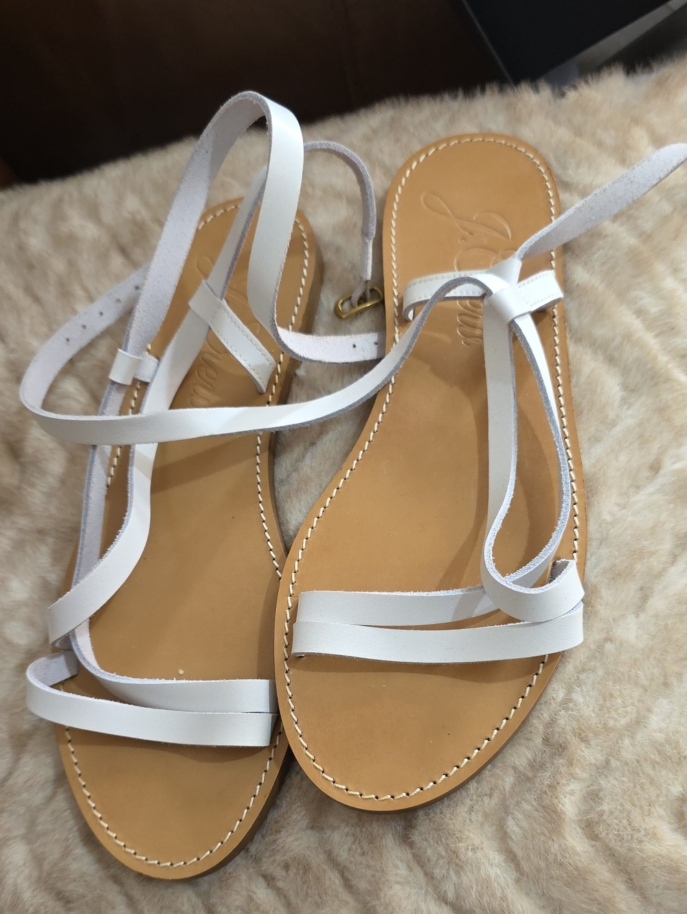 Bundle Of 3 Pairs J. Crew Women's Coral and White Strappy Sandals - Picture 5 of 10